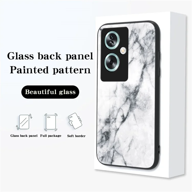 Per Oppo A79 5G / A2 5G Custodia Telefonica Motivo Marmo Vetro Temperato Backcover - Marmo Nero