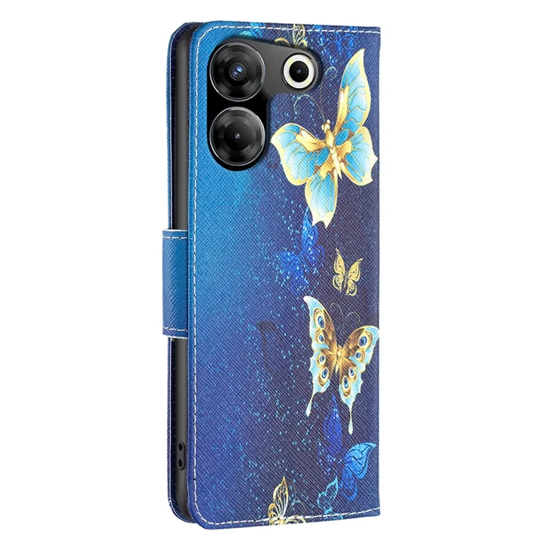 For TECNO Camon 20 Pro 5G Flip Phone Case Pattern PU Leather Wallet Cover - Golden Butterflies