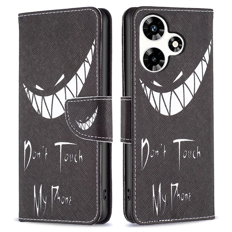 For Infinix Hot 30 Phone Case Pattern PU Leather Stand Wallet Cover - Don't Touch My Phone