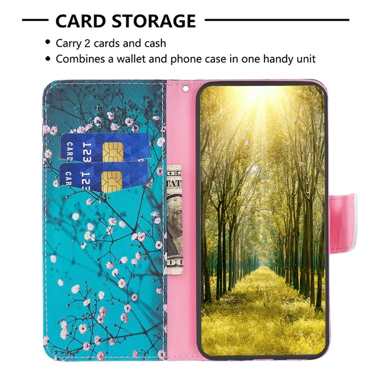 Per Infinix Hot 30 Play NFC 4G Custodia Portafoglio in Pelle PU Stampa a Disegno Flip Cover per Telefono - Fiore di Prugna