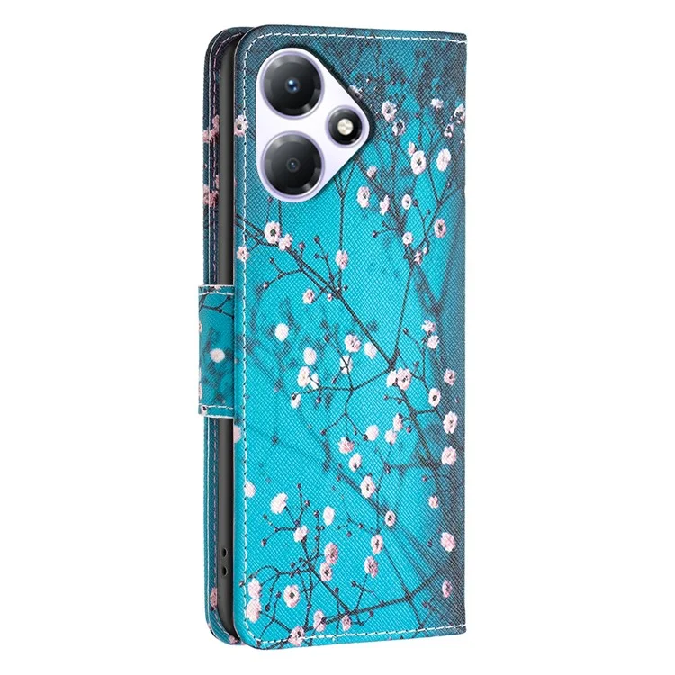 Per Infinix Hot 30 Play NFC 4G Custodia Portafoglio in Pelle PU Stampa a Disegno Flip Cover per Telefono - Fiore di Prugna