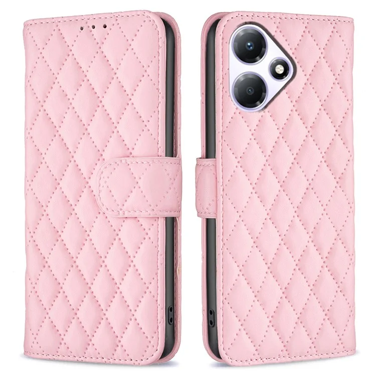 BINFEN COLOR BF Style-14 para Infinix Hot 30 Play NFC 4G Case Leather Imprinted Stand Phone Cover - Rosa