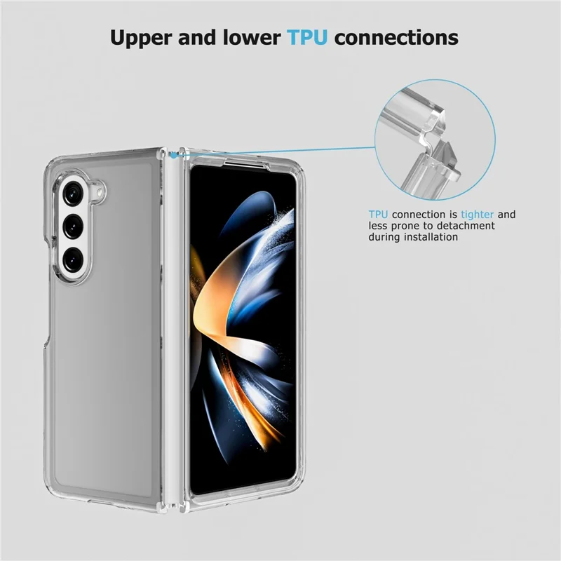 For Samsung Galaxy Z Fold5 5G Case PC+TPU Clear Folding Phone Cover - Transparent