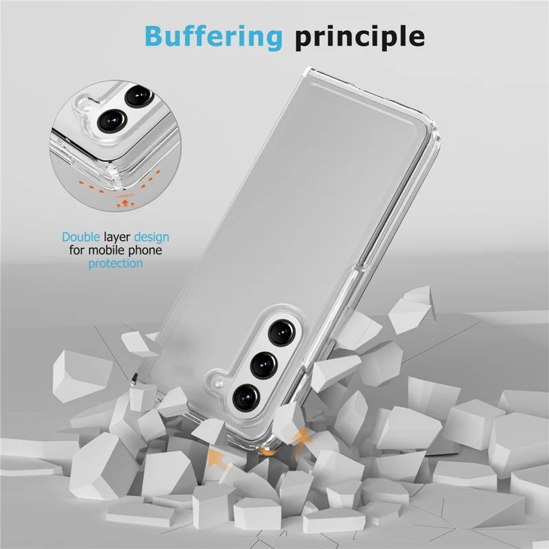 For Samsung Galaxy Z Fold5 5G Case PC+TPU Clear Folding Phone Cover - Transparent