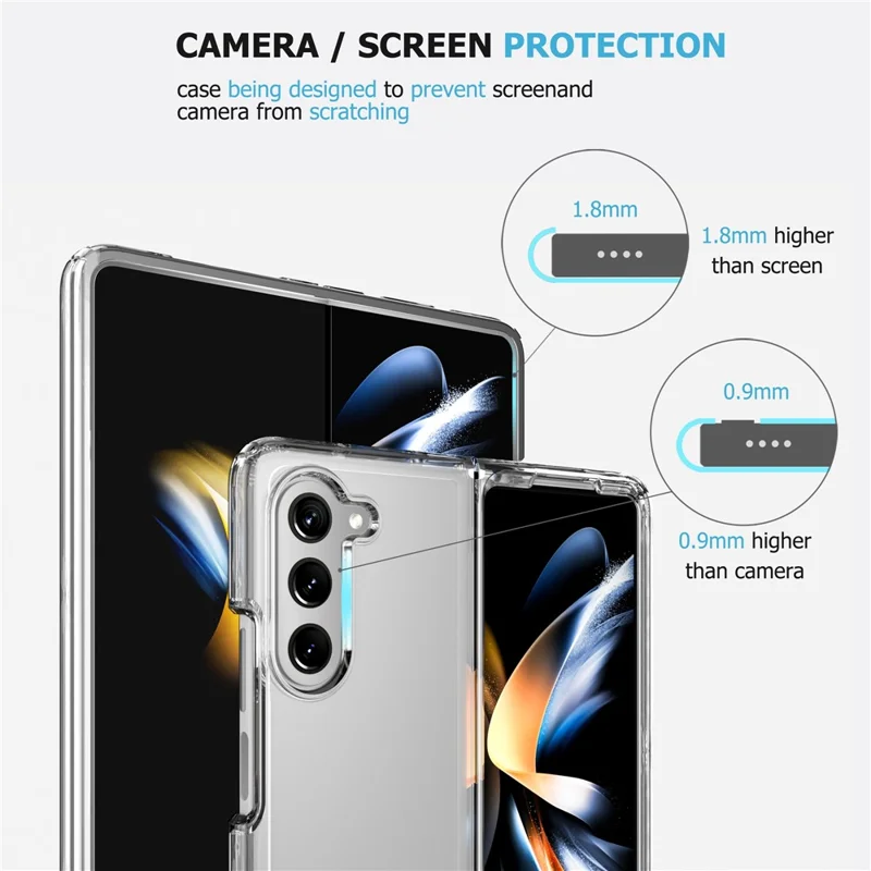 For Samsung Galaxy Z Fold5 5G Case PC+TPU Clear Folding Phone Cover - Transparent