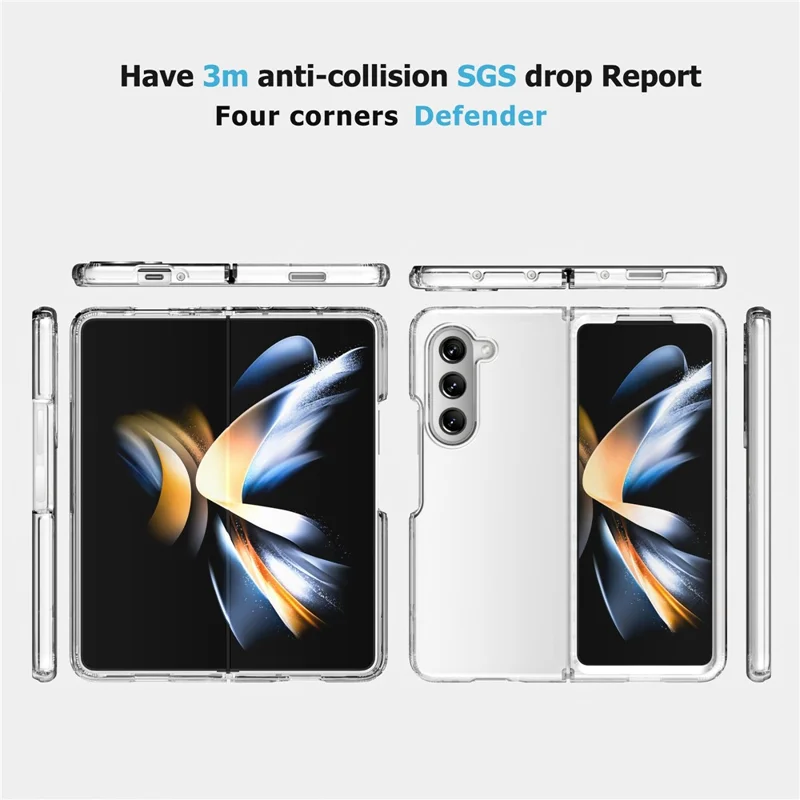 For Samsung Galaxy Z Fold5 5G Case PC+TPU Clear Folding Phone Cover - Transparent