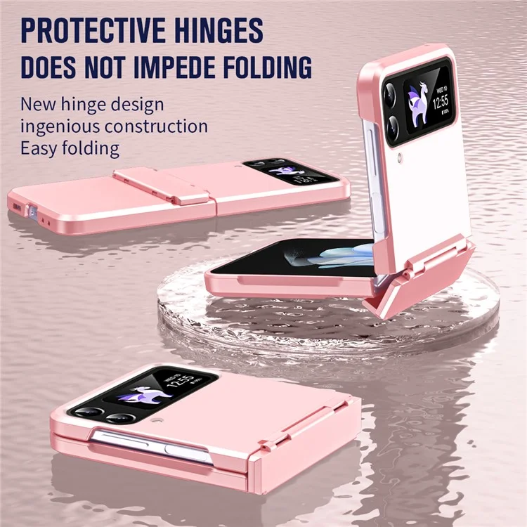 Pour Samsung Galaxy Z Flip3 5G / Z Flip4 5G Étui Coque de Protection Charnière Dur PC Pliable Téléphone Couverture - Rose