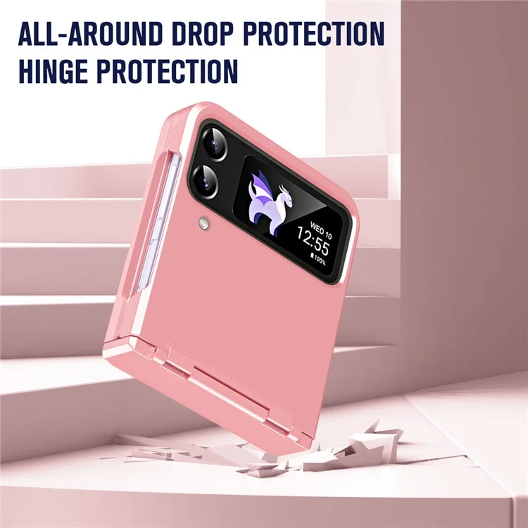 Pour Samsung Galaxy Z Flip3 5G / Z Flip4 5G Étui Coque de Protection Charnière Dur PC Pliable Téléphone Couverture - Rose