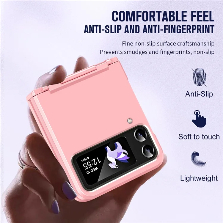 Pour Samsung Galaxy Z Flip3 5G / Z Flip4 5G Étui Coque de Protection Charnière Dur PC Pliable Téléphone Couverture - Rose