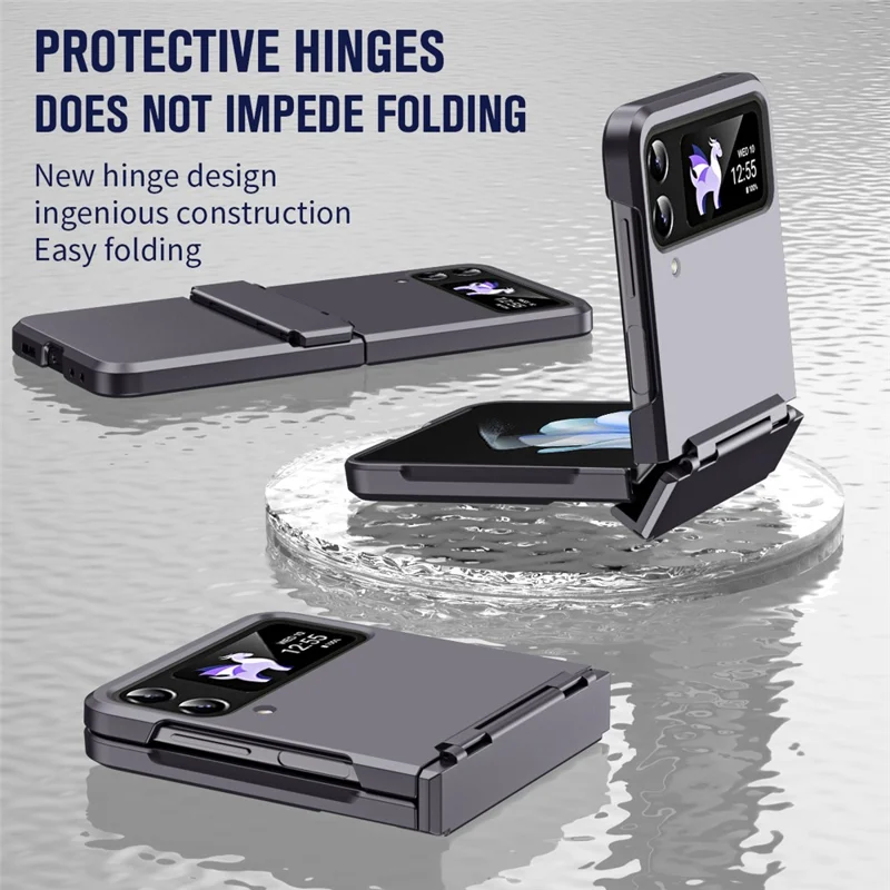 For Samsung Galaxy Z Flip3 5G / Z Flip4 5G Case Hinge Protection Hard PC Folding Phone Cover - Black