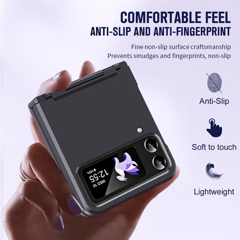 For Samsung Galaxy Z Flip3 5G / Z Flip4 5G Case Hinge Protection Hard PC Folding Phone Cover - Black