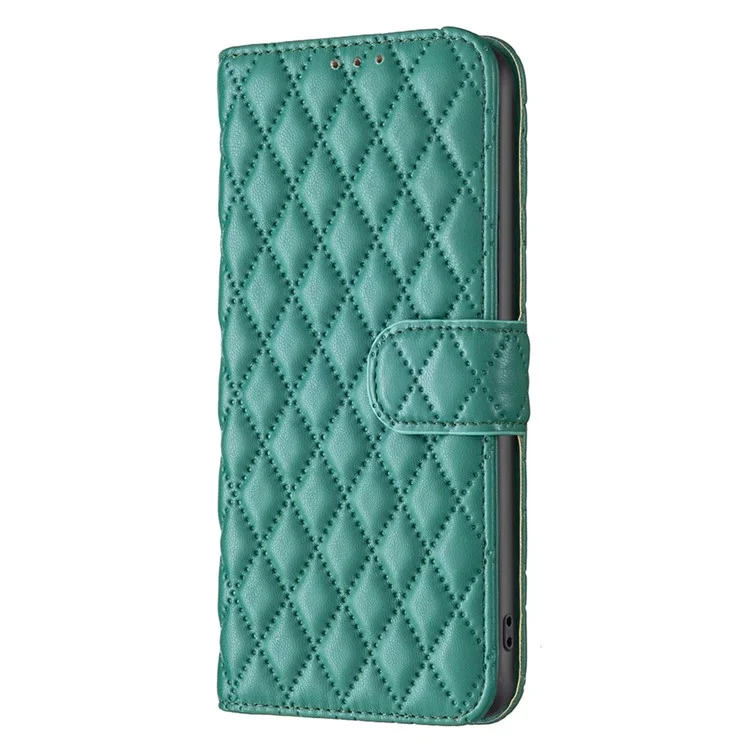 BINFEN COLOR BF Style-14 pour Realme 11 5G (Global) Étui de téléphone Imprint Classic Grid Leather Cover - Vert