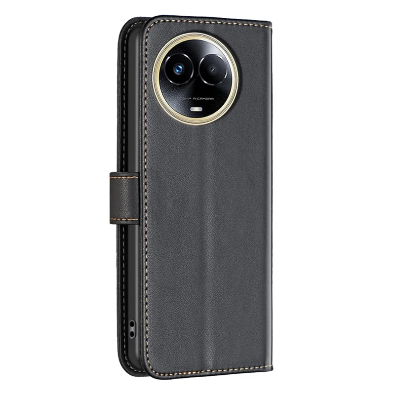 BINFEN COLOR BF17 Für Realme 11 5G (Global) Brieftasche PU-Leder Klapphandy Cover - Schwarz