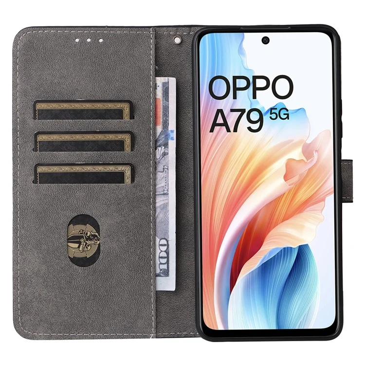 For Oppo A79 5G / A2 5G / OnePlus Nord N30 SE 5G Cell Phone Case with Strap RFID Blocking PU Leather Flip Cover - Black