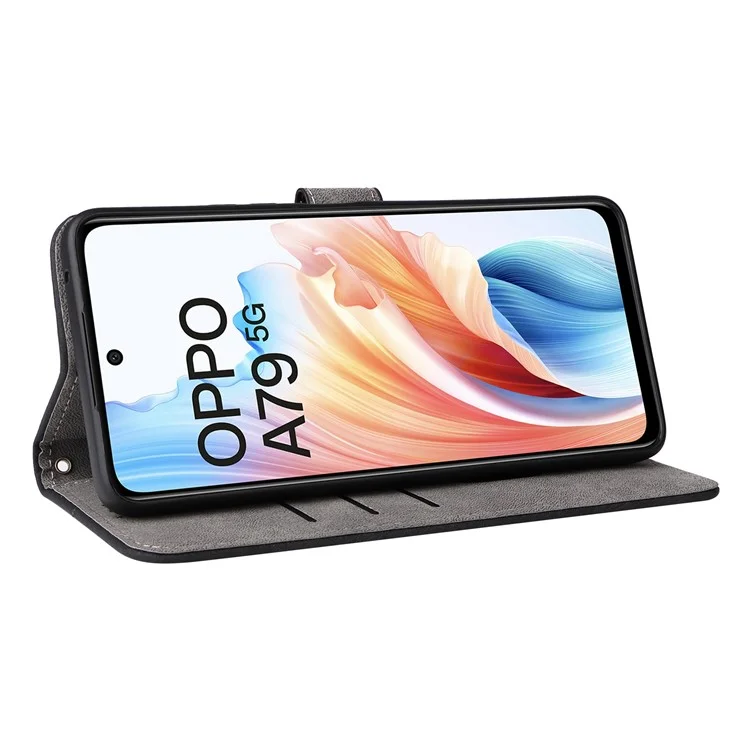 For Oppo A79 5G / A2 5G / OnePlus Nord N30 SE 5G Cell Phone Case with Strap RFID Blocking PU Leather Flip Cover - Black