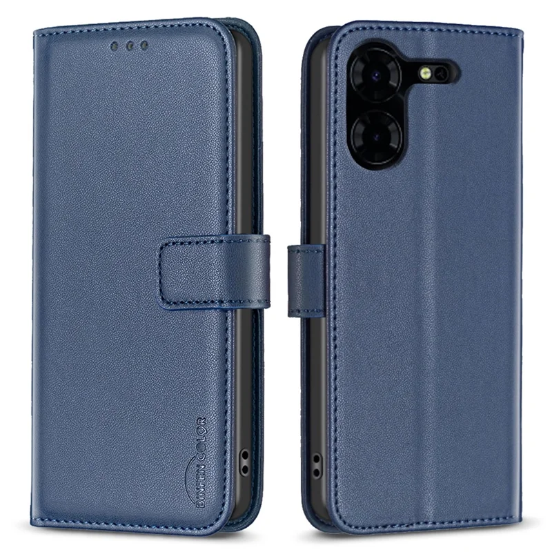 BINFEN COLOR BF17 For TECNO Pova 5 Pro 5G Case Leather Wallet Cellphone Cover with Stand - Blue