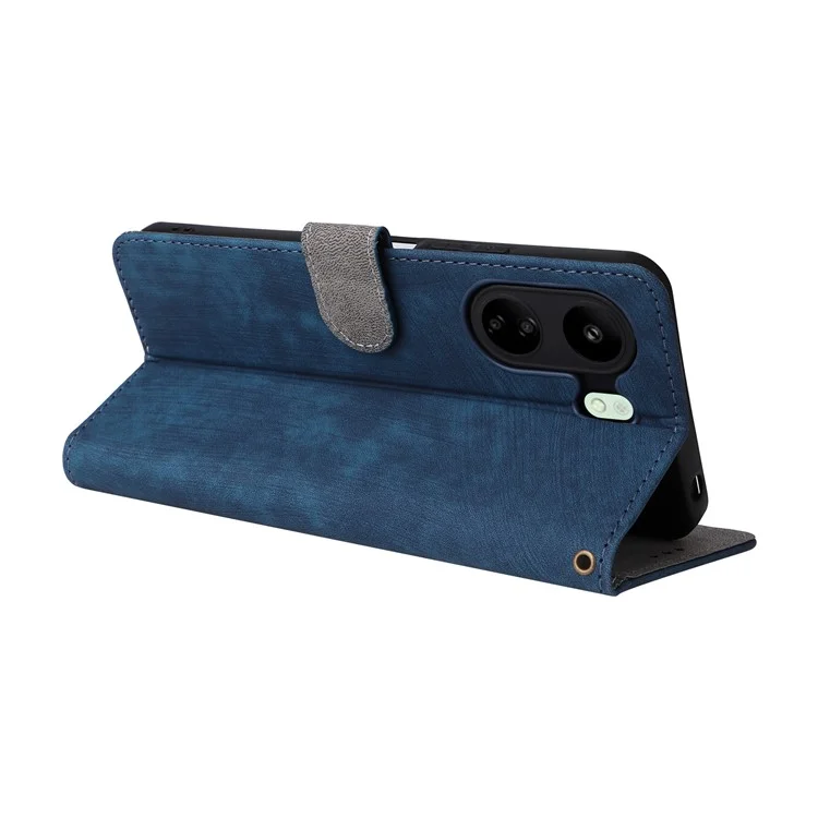 Per Xiaomi Poco C65 4G / Redmi 13C 4G Custodia per cellulare con cinturino in pelle PU con blocco RFID - Blu