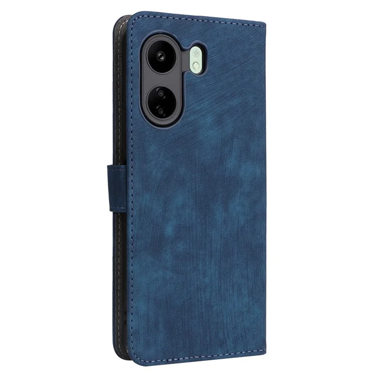 Per Xiaomi Poco C65 4G / Redmi 13C 4G Custodia per cellulare con cinturino in pelle PU con blocco RFID - Blu