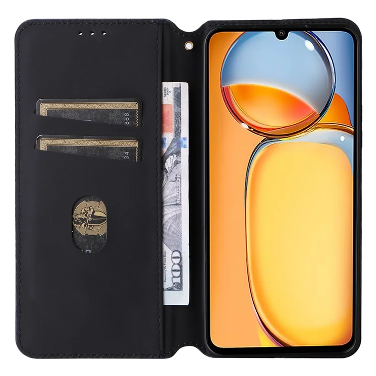 Per Xiaomi Poco C65 4G / Redmi 13C 4G Custodie per telefoni cellulari in pelle con portafoglio Imprinted Flip Cover - Marrone