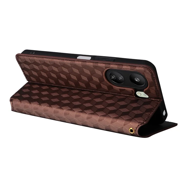 Per Xiaomi Poco C65 4G / Redmi 13C 4G Custodie per telefoni cellulari in pelle con portafoglio Imprinted Flip Cover - Marrone