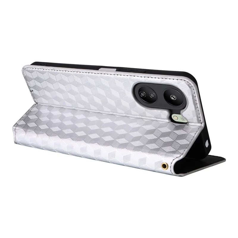 Für Xiaomi Poco C65 4G / Redmi 13C 4G Handytaschen Ledergeldbörse geprägte Klapphülle - Silber