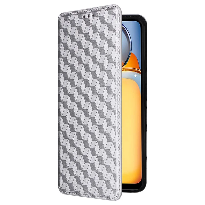 Für Xiaomi Poco C65 4G / Redmi 13C 4G Handytaschen Ledergeldbörse geprägte Klapphülle - Silber