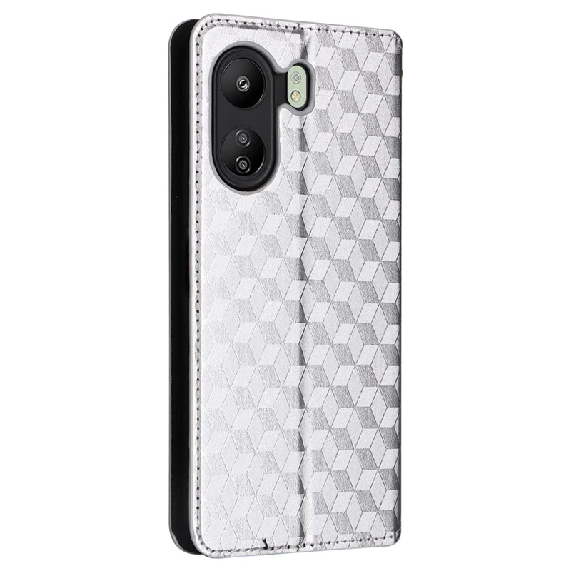 Für Xiaomi Poco C65 4G / Redmi 13C 4G Handytaschen Ledergeldbörse geprägte Klapphülle - Silber