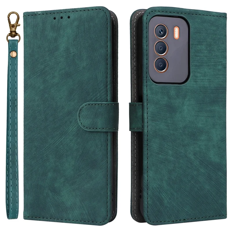 For Infinix Zero 5G 2023 X6815C X6815D Case RFID Blocking PU Leather Stand Cover with Strap - Green