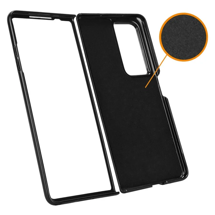 Capa Anti-Queda Para Honor Magic Vs2 5G de Couro de Vaca Textura PU+PC - Preta 