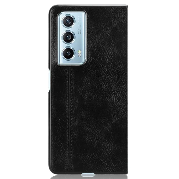 Capa Anti-Queda Para Honor Magic Vs2 5G de Couro de Vaca Textura PU+PC - Preta 