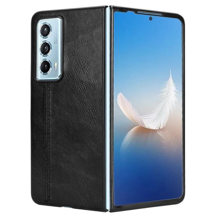 Capa Anti-Queda Para Honor Magic Vs2 5G de Couro de Vaca Textura PU+PC - Preta 