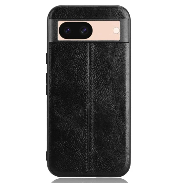 Pour Google Pixel 8a Cowhide Texture Back Cover PU Leather Coated TPU+PC Cell Phone Case - Noir