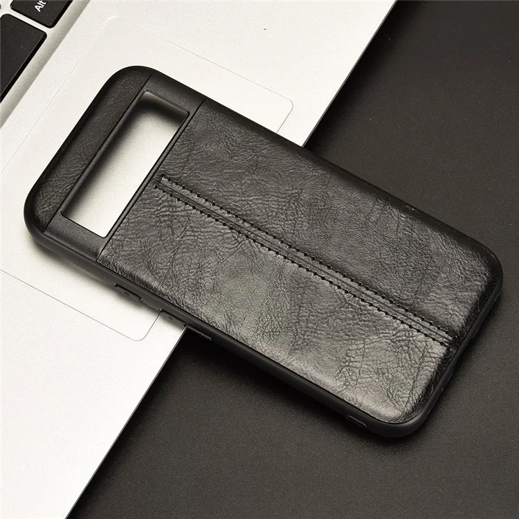 Pour Google Pixel 8a Cowhide Texture Back Cover PU Leather Coated TPU+PC Cell Phone Case - Noir