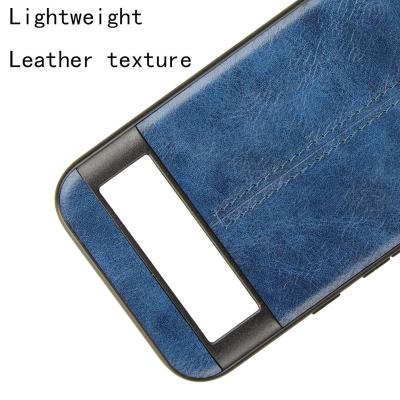 For Google Pixel 8a Cowhide Texture Back Cover PU Leather Coated TPU+PC Cell Phone Case - Blue