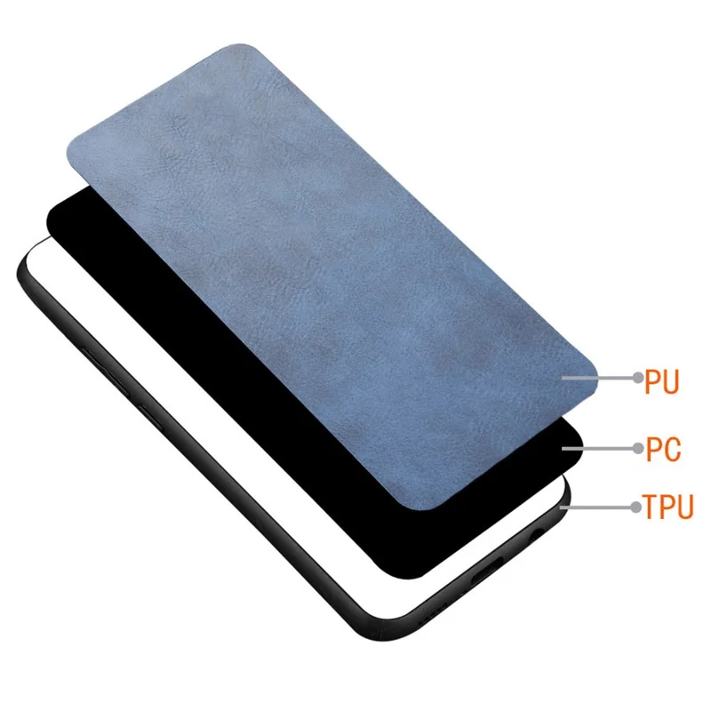 For Google Pixel 8a Cowhide Texture Back Cover PU Leather Coated TPU+PC Cell Phone Case - Blue
