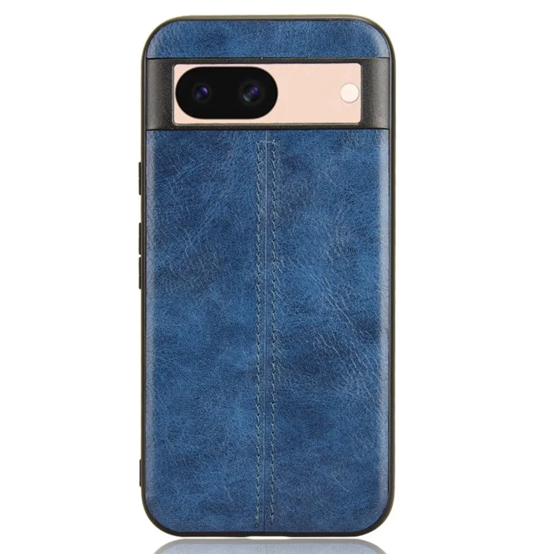 For Google Pixel 8a Cowhide Texture Back Cover PU Leather Coated TPU+PC Cell Phone Case - Blue