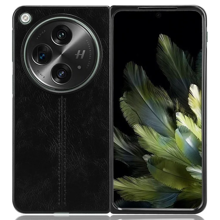 Funda abierta para OnePlus Funda rígida con textura de cuero de vaca PU+PC - Negro