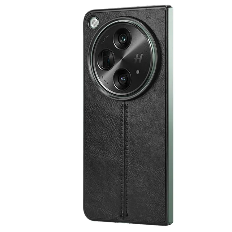 Funda abierta para OnePlus Funda rígida con textura de cuero de vaca PU+PC - Negro