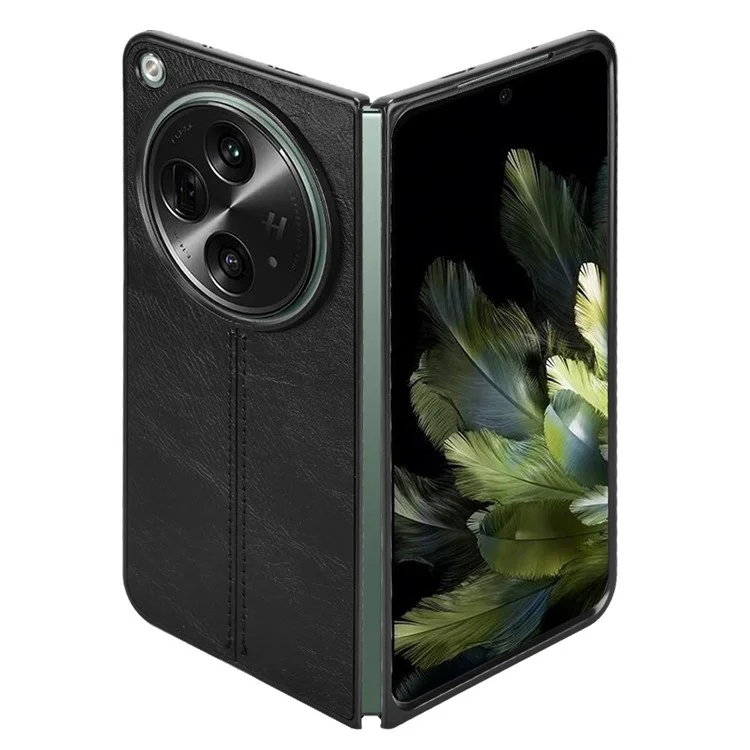 Funda abierta para OnePlus Funda rígida con textura de cuero de vaca PU+PC - Negro