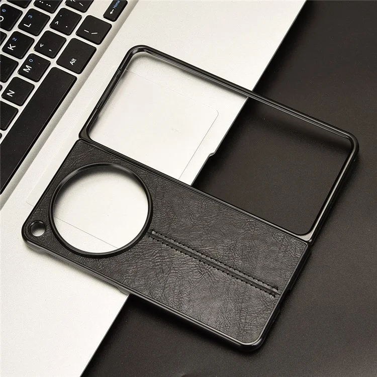 Funda abierta para OnePlus Funda rígida con textura de cuero de vaca PU+PC - Negro