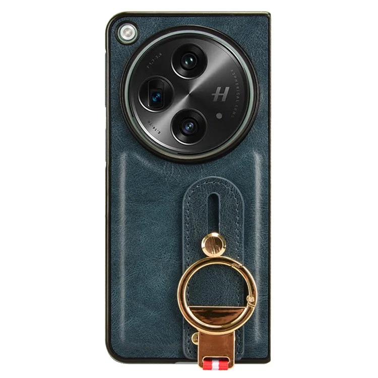 Para la cubierta trasera abierta de OnePlus Cubierta de cuero PU + PC Abrebotellas Anillo de teléfono - Azul