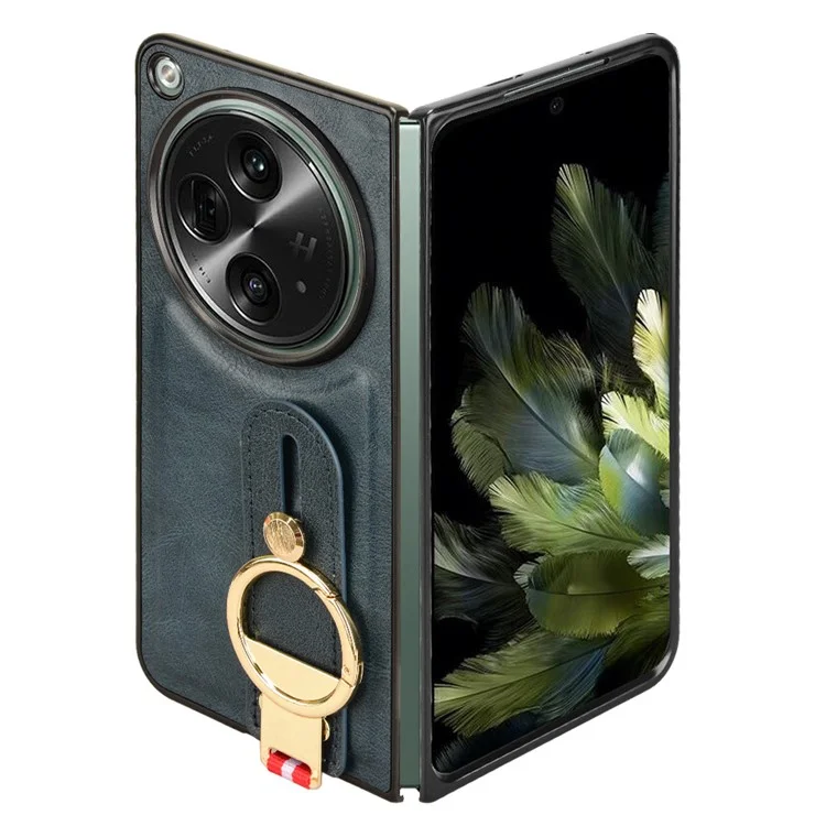 Para la cubierta trasera abierta de OnePlus Cubierta de cuero PU + PC Abrebotellas Anillo de teléfono - Azul