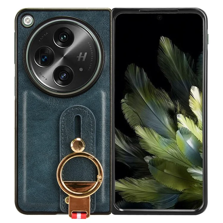 Para la cubierta trasera abierta de OnePlus Cubierta de cuero PU + PC Abrebotellas Anillo de teléfono - Azul