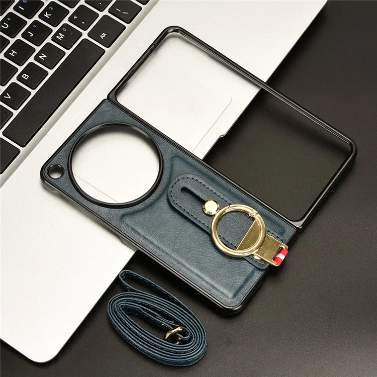 Para la cubierta trasera abierta de OnePlus Cubierta de cuero PU + PC Abrebotellas Anillo de teléfono - Azul