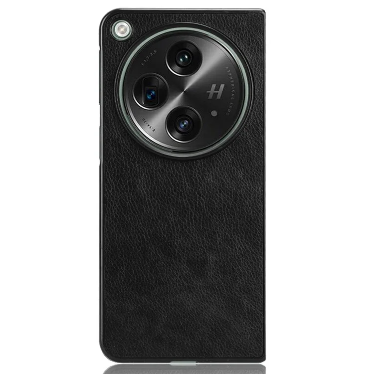Für OnePlus Open Case Litchi Texture Protective PU+PC Phone Cover - Schwarz