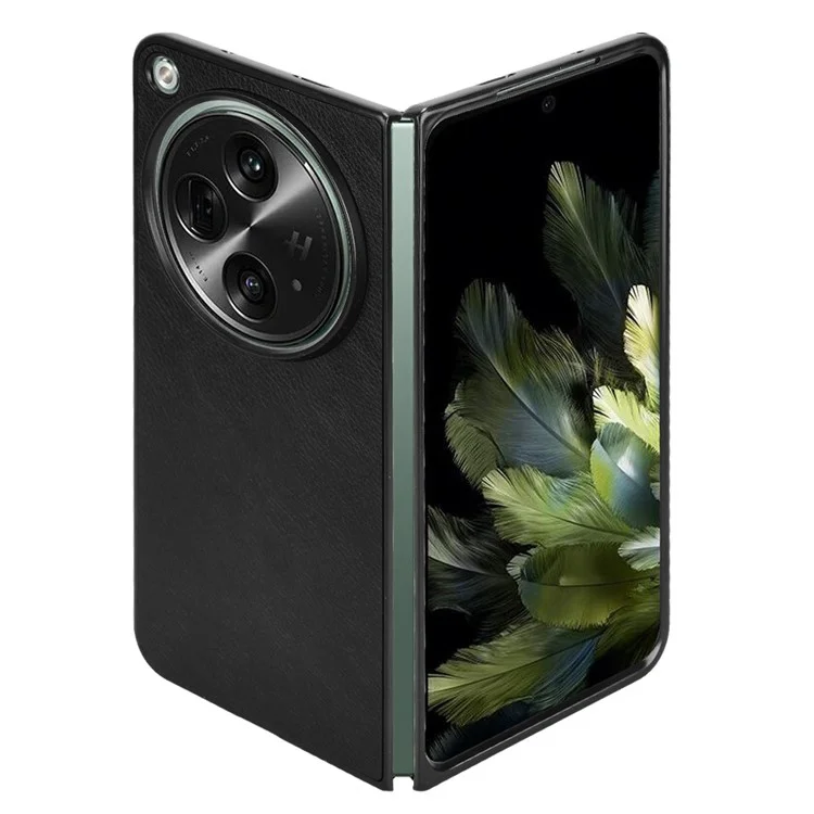 Für OnePlus Open Case Litchi Texture Protective PU+PC Phone Cover - Schwarz