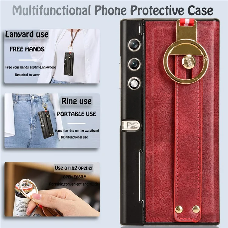 For Honor V Purse Phone Case with Bottle Opener Shockproof Protection Cover - Red