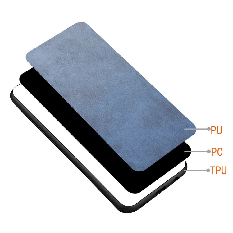 Para Xiaomi 13T / 13T Pro / Redmi K60 Ultra Case Anti-Drop Textura de Couro de Vaca PU+TPU+PC Capa de Telefone - Azul