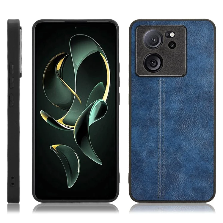 Para Xiaomi 13T / 13T Pro / Redmi K60 Ultra Case Anti-Drop Textura de Couro de Vaca PU+TPU+PC Capa de Telefone - Azul