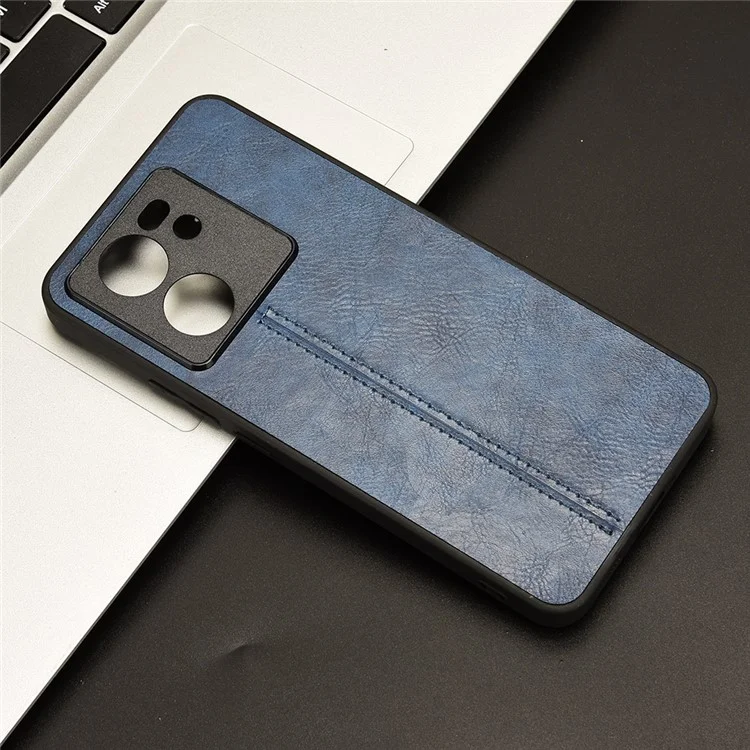 Para Xiaomi 13T / 13T Pro / Redmi K60 Ultra Case Anti-Drop Textura de Couro de Vaca PU+TPU+PC Capa de Telefone - Azul